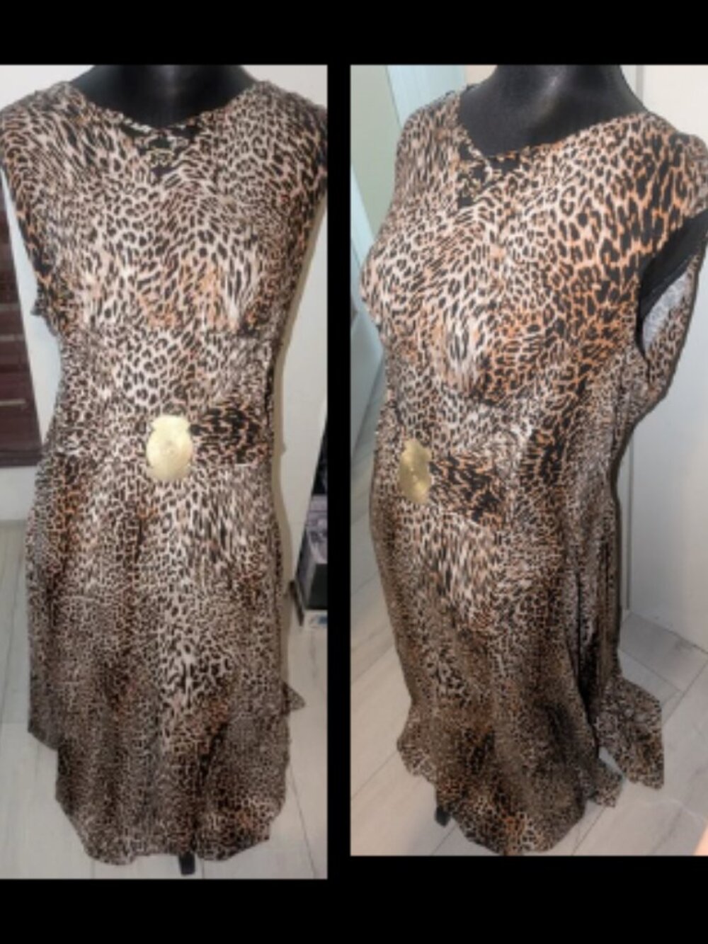 NEW Liz Lange Leopard Print Long Maxi Sleeveless Dress Plus Size Womens 1X